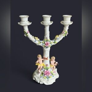 Mid Century Dresden Style Porcelain Plaster Filled Cherub Candelabra made in 🇩🇪